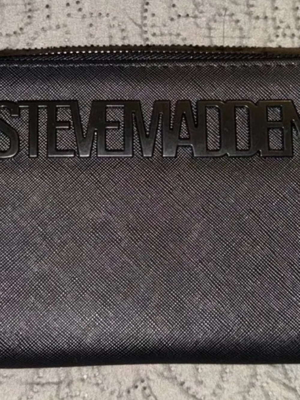 Steve Madden Black Textured Zip-Around Wallet